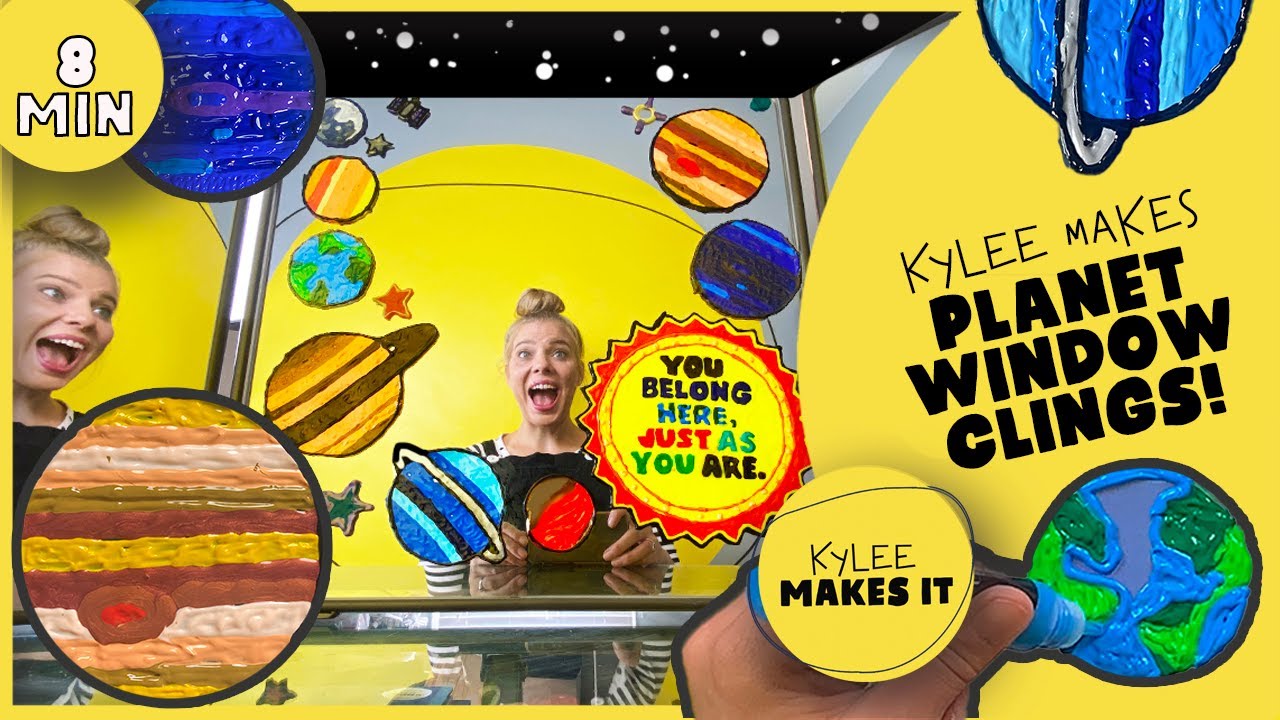 Kylee Makes DIY Planet Window and Mirror Clings - Positive Messages and Self Talk for Kids