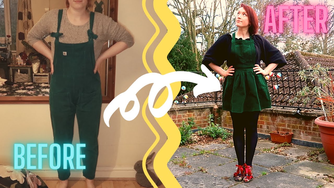 Turning my dungarees into a pinafore || Upcycled Fashion