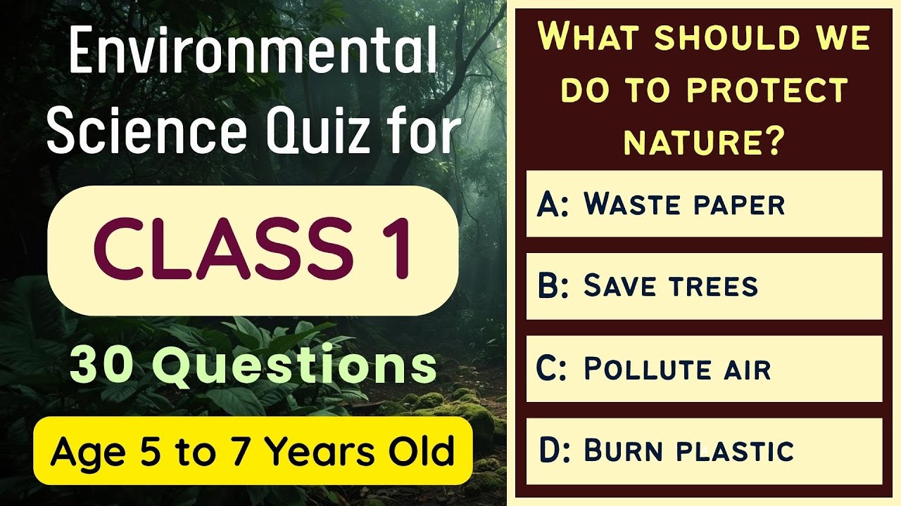 Environmental Science Quiz for Class 1 | 30 MCQs | 5&ndash;7 Years Old | Science Test for Grade 1 Kids