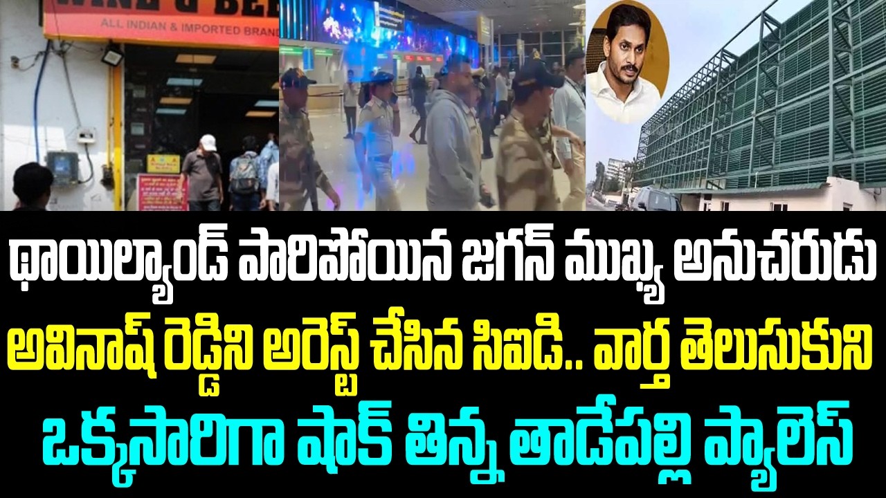 థాయిల్యాండ్ పారిపోయిన జగన్ ముఖ్య అనుచరుడు అవినాష్ రెడ్డిని అరెస్ట్ చేసిన సిఐడి.. వార్త తెలుసుకుని