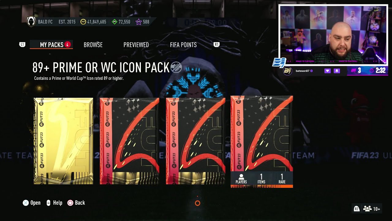 Bateson87 opens New 89+ Prime or World Cup Icon Pack