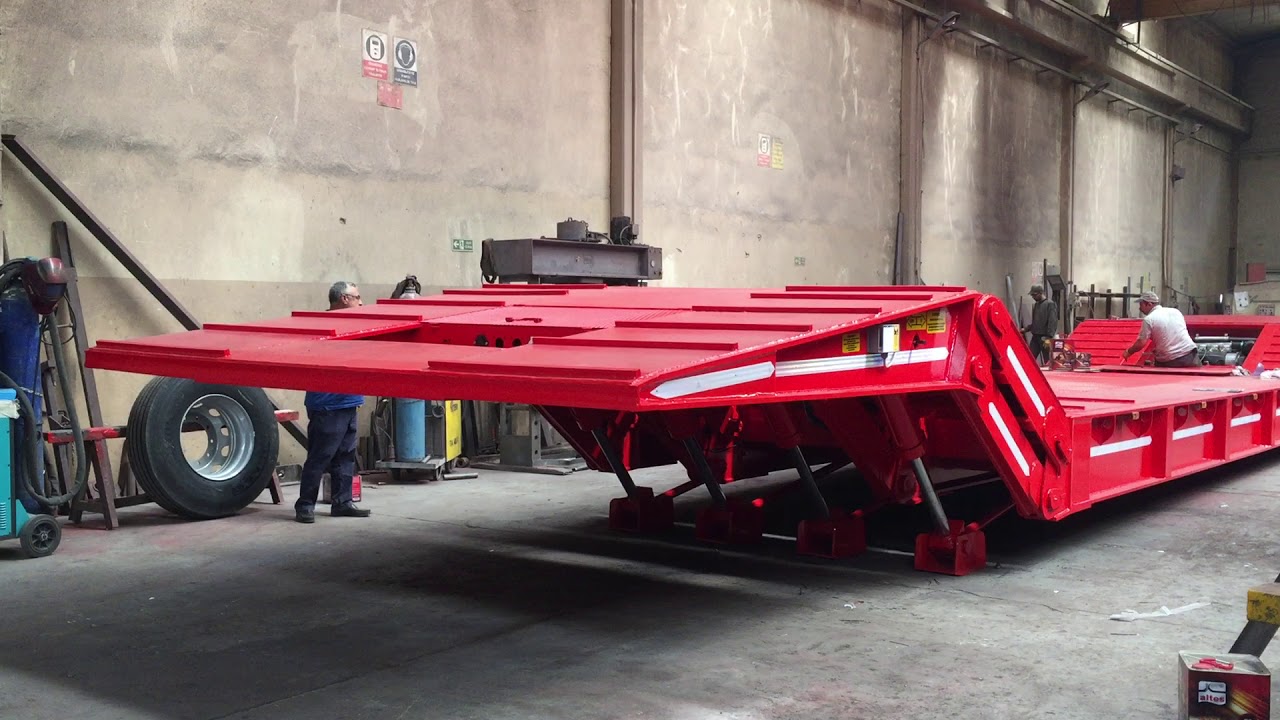 FRONT LOADING LOWBED SEMI TRAILER (FOLDABLE GOOSENECK) LOWERING GOOSENECK