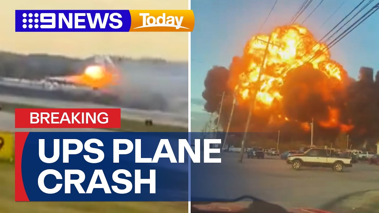 #BREAKING: UPS plane crashes in Kentucky | 9 News Australia