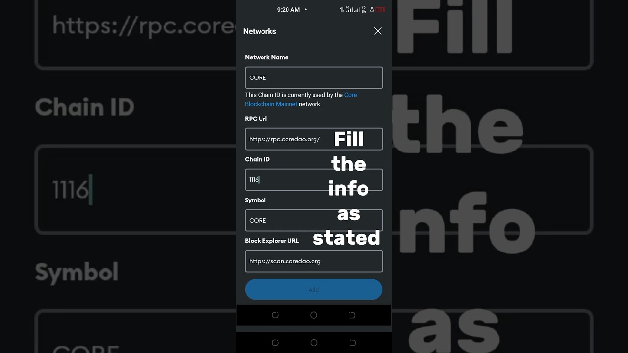 HOW TO ADD CORE CHAIN TO YOUR METAMASK WALLET