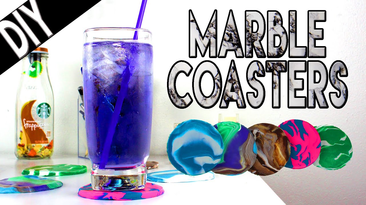 DIY | Marble Coasters - HOW TO MAKE MARBLE COASTERS OUT OF CLAY!!!