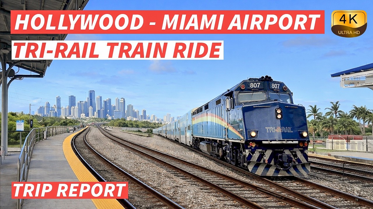 【4K】Tri-Rail Hollywood to Miami Airport | Full Train Trip Report -【CC】