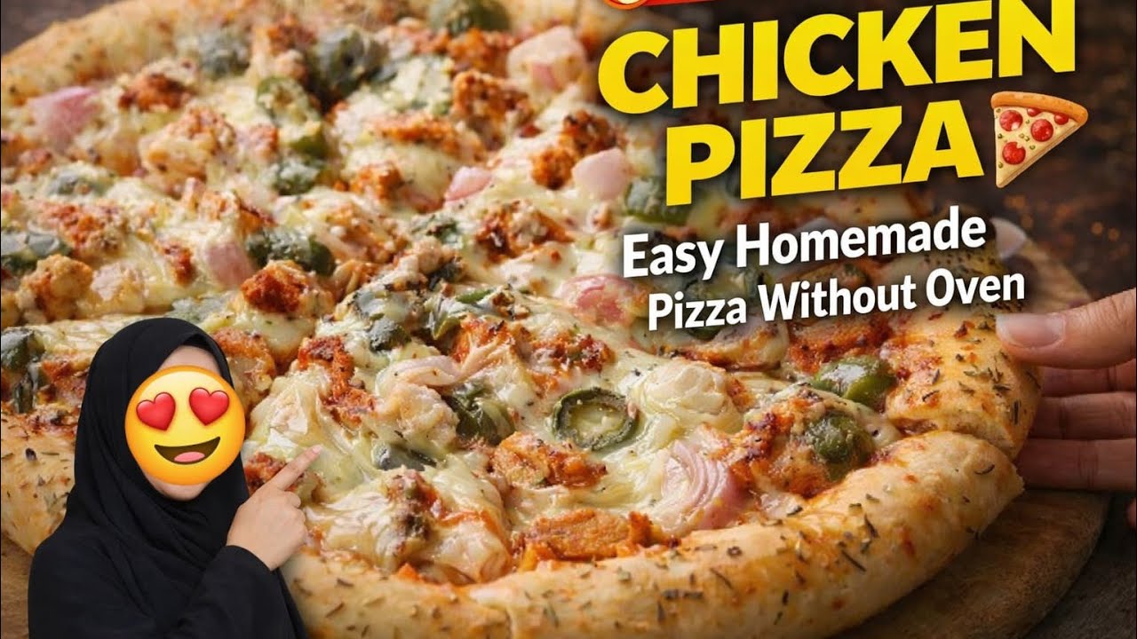 No Oven Chicken Pizza Recipe | Tawa Pizza | Easy Homemade Pizza Without Oven