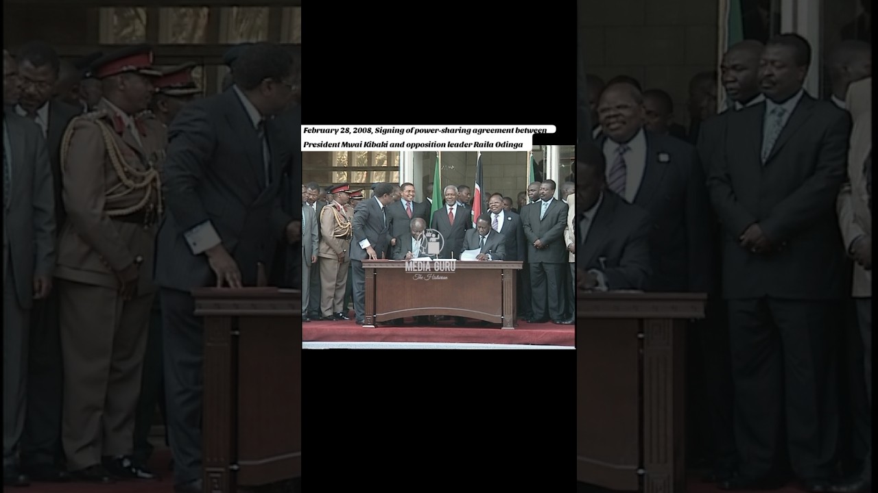February 28, 2008, Signing of power-sharing agreement between President Kibaki and Raila Odinga