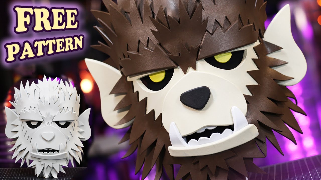 How to Make a Wolfman Werewolf Mask out of Foam DIY Halloween Craft Tutorial with Free Templates