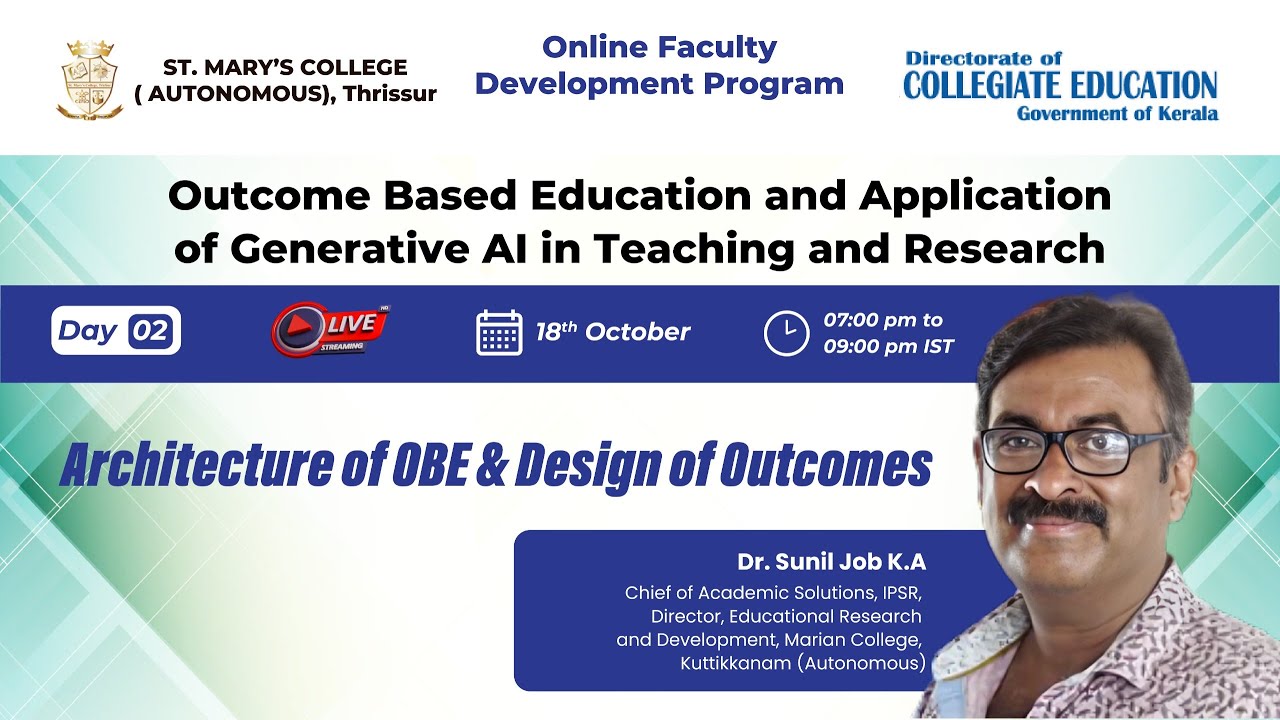 Day 02 | OBE and Application of Generative AI in Teaching and Research | St. Mary's College