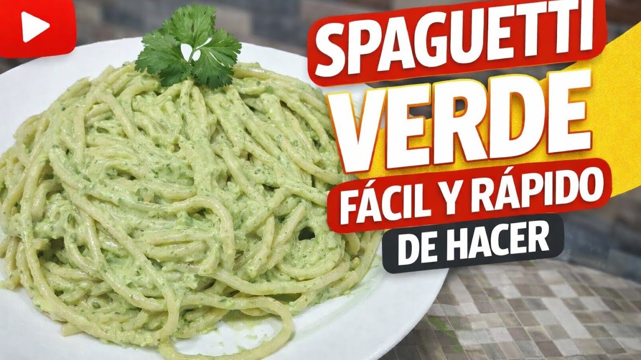 Spaghetti verde muy rico y facil de preparar 