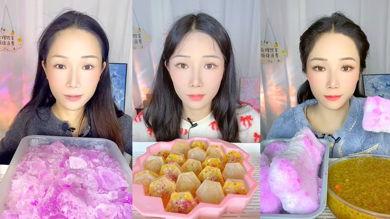 ASMR Colorful Ice Mukbang Eating Show | Satisfying Crunch & Relaxing Sounds | #180