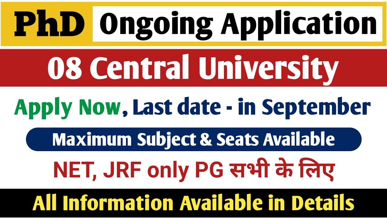 08 Central University's Ongoing PHD Application Form 2023 | PhD Admission 2023-24