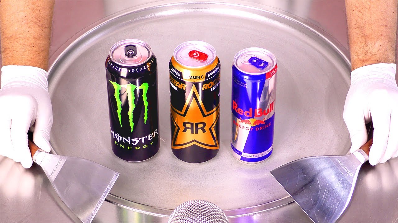 How to turn ENERGY DRINKS into Ice Cream Rolls | ASMR (no talking)