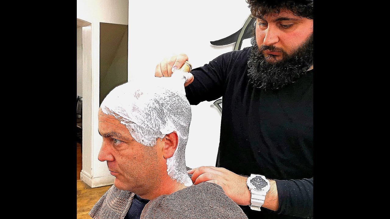 BARBER TURKO CUT TROAT RAZOR HEAD SHAVE AND MASSAGE ASMR