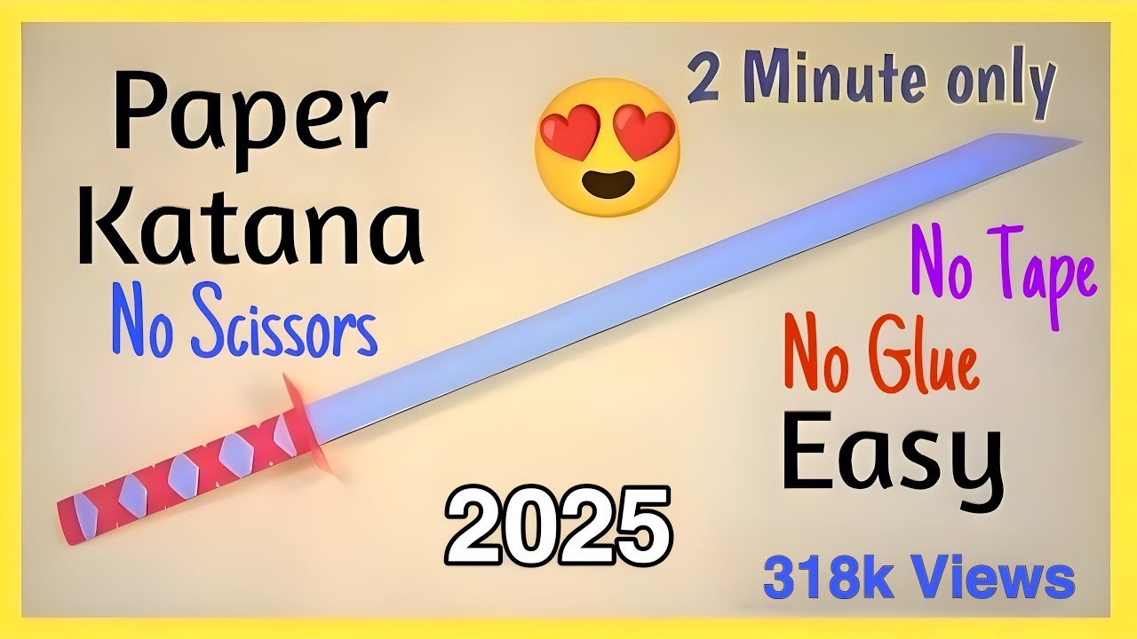 How to make paper katana no glue no tape no scissors | How to make paper sword without glue or tape