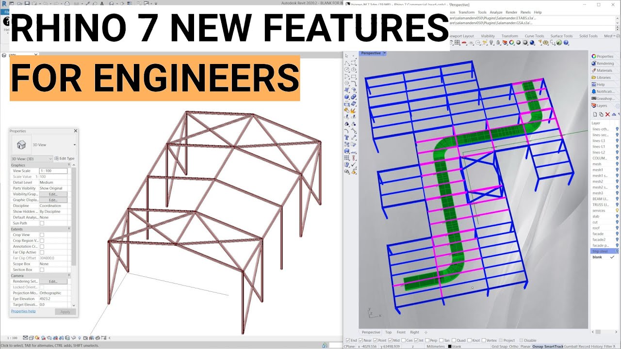 New Rhino 7 features for Engineers! Rhino.Inside.Revit, Clash Detection, Grasshopper player, SubD.