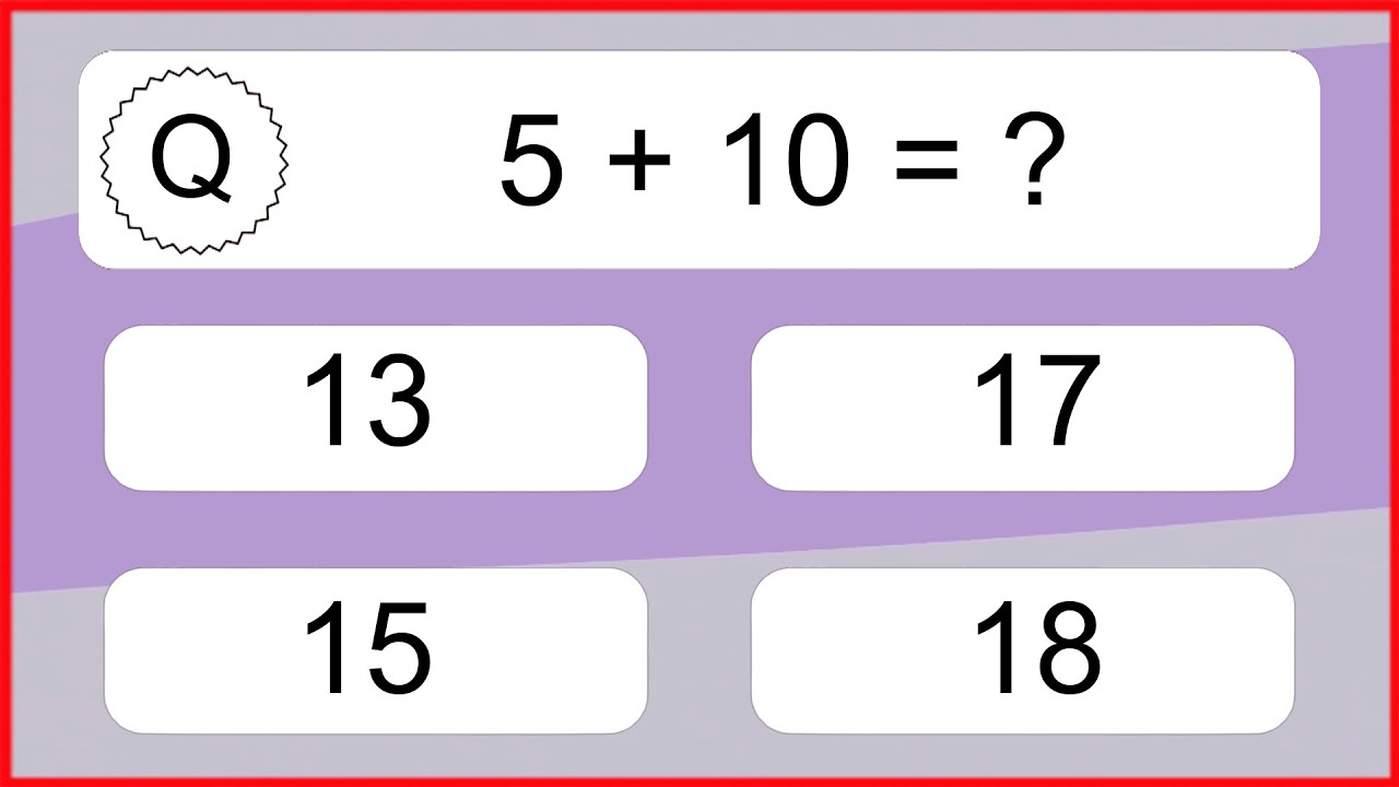20 Addition Quiz Exercises for Kids
