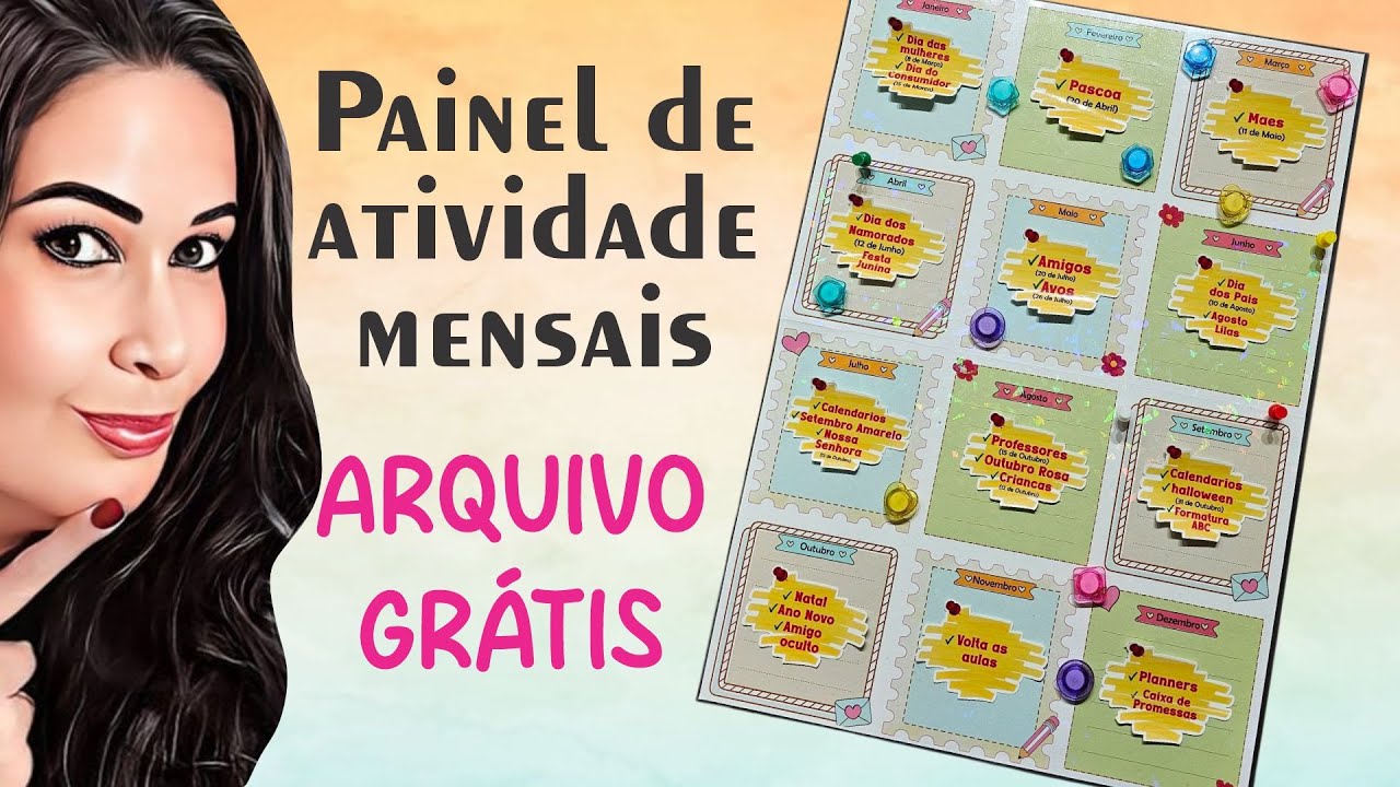 Painel de atividades mensais | molde grátis #376