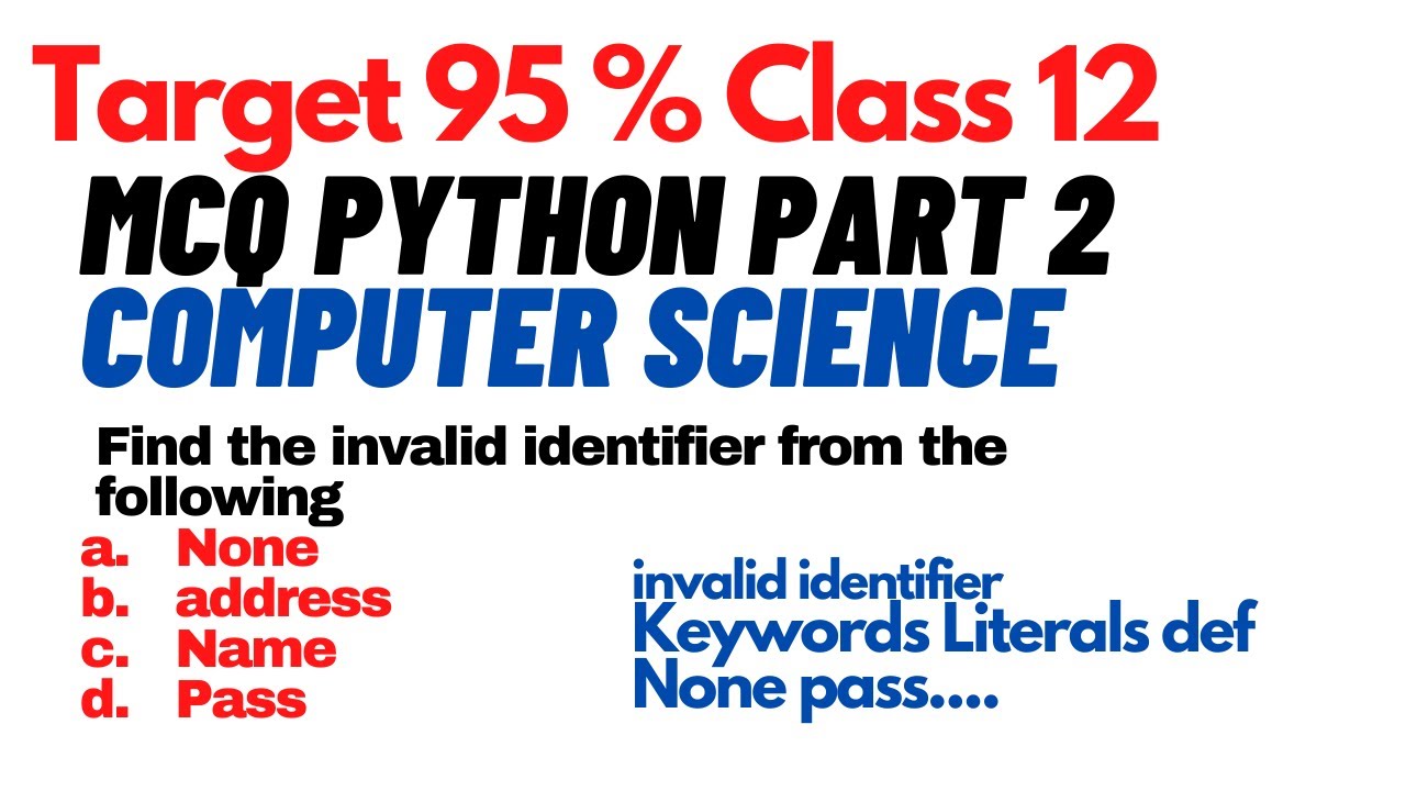 Python Class 12 | Chapter 1 MCQ | Python Revision Tour |  MCQ Python for Class 12 | Computer Science