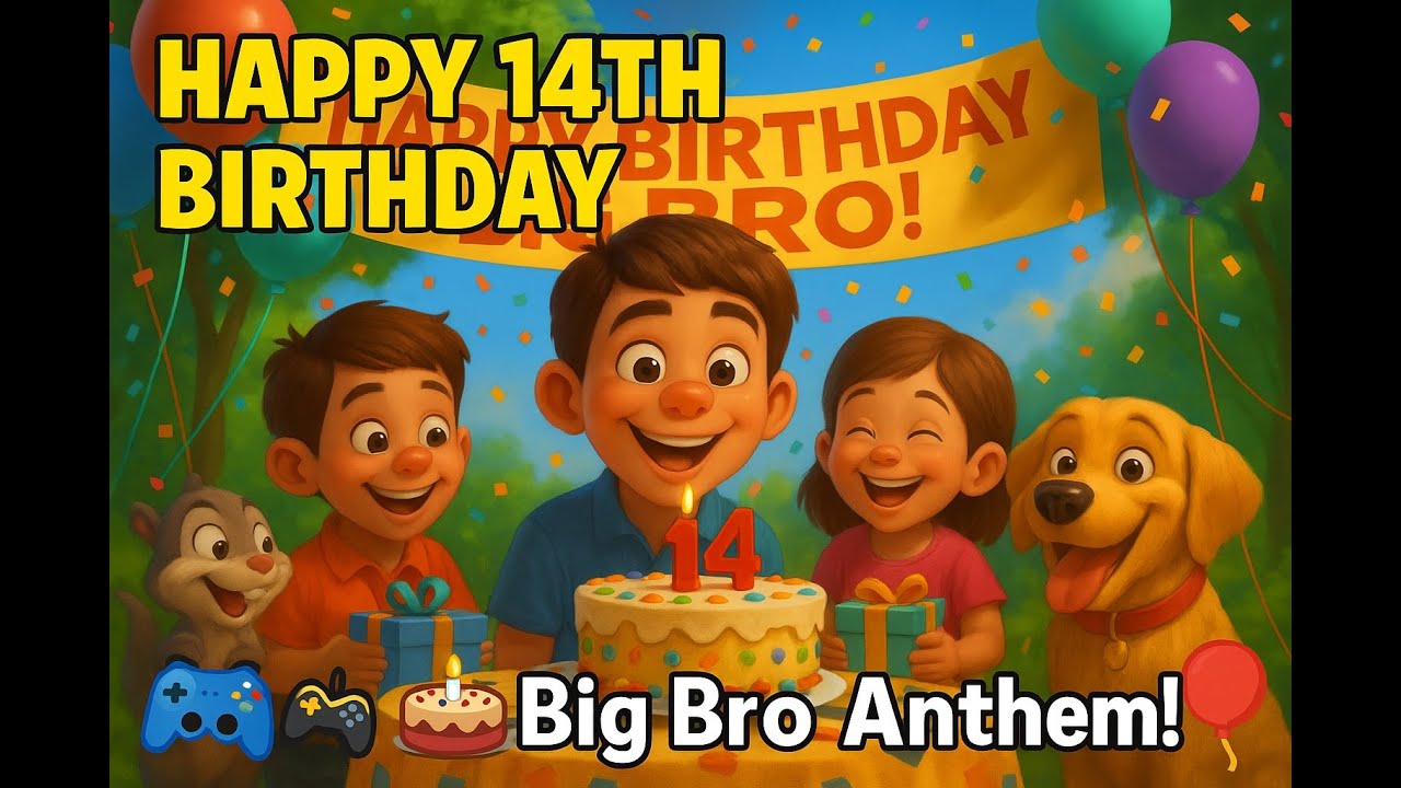🎂 Happy 14th Birthday Big Bro! | Fun Sibling Song & Cartoon 🎮✨