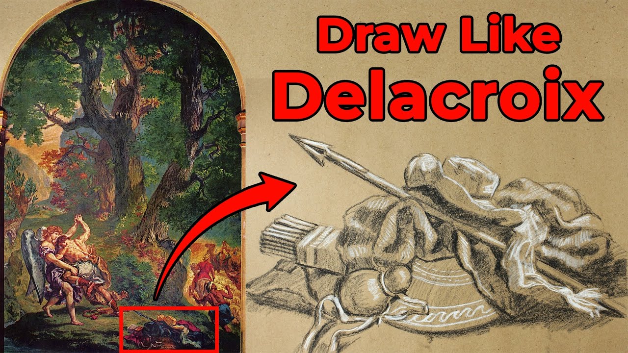 Delacroix Drawing Tutorial – Cloth, Hat & Spear from Jacob Wrestling with the Angel