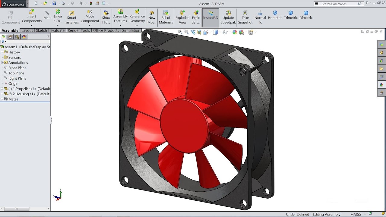 Solidworks tutorial | sketch Computer fan in Solidworks
