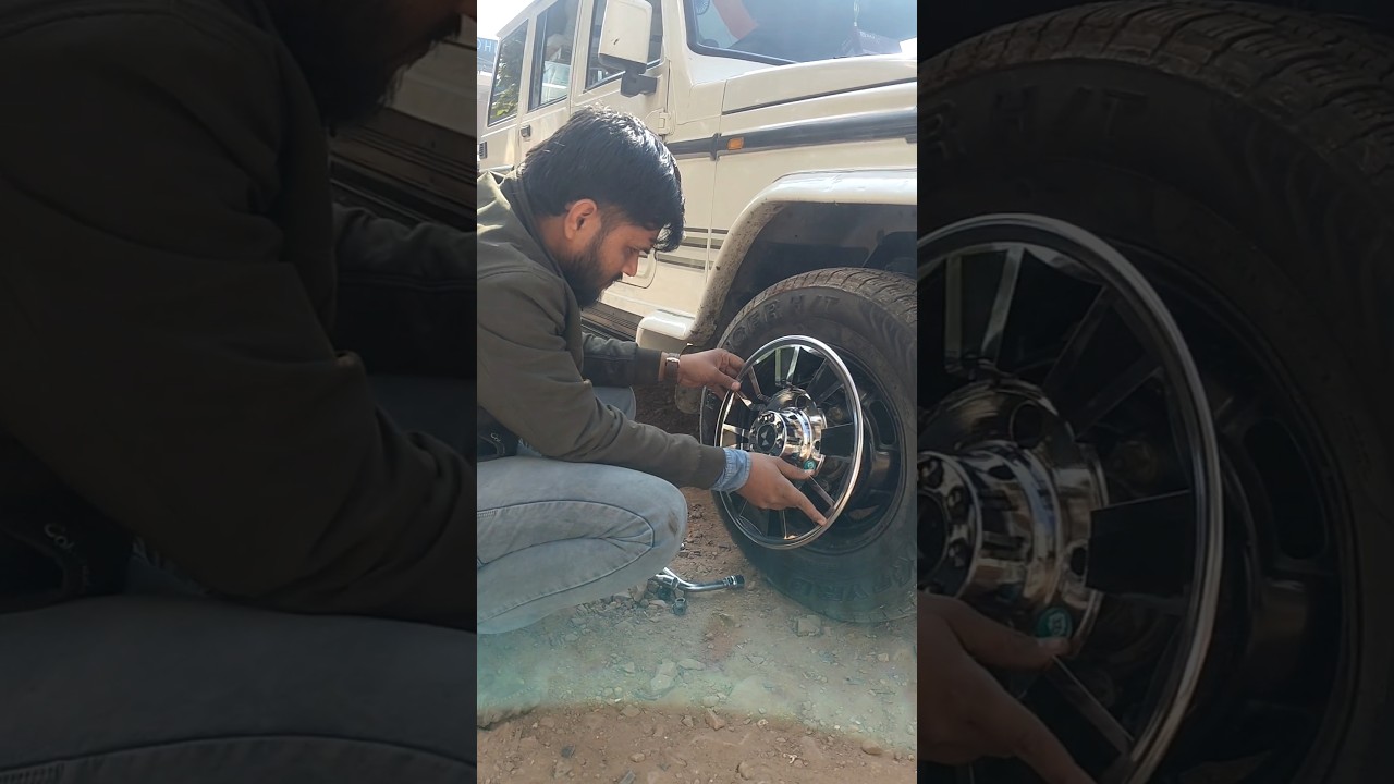 Mahindra Bolero metal Chrome wheel cap install 
