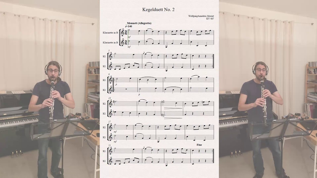 Mozart Kegelduett No 2 (playalong) für zwei Klarinetten