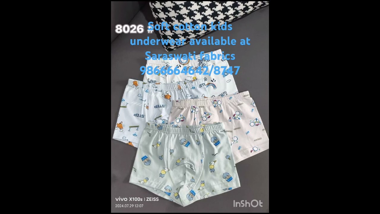 Imported soft cotton kids underwear available at Saraswati fabrics Nagari Market begum bazar hyd