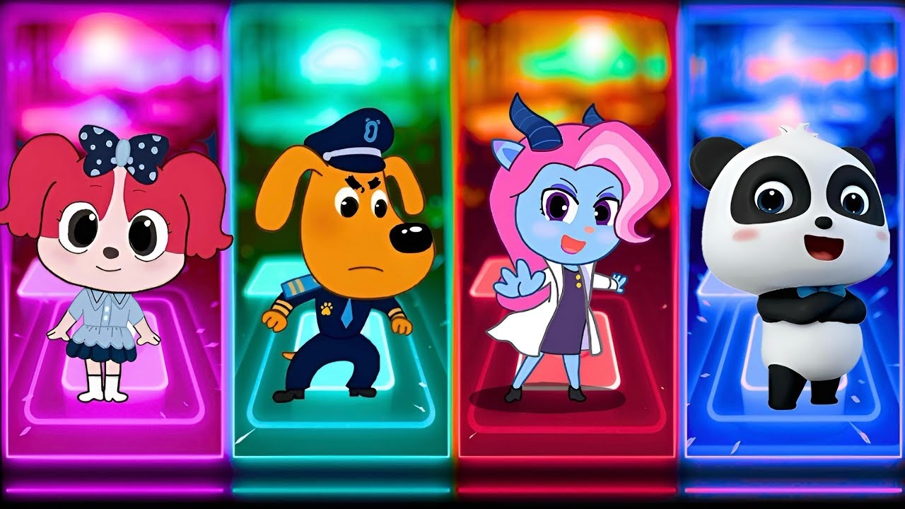 Шериф Лабрадор 🆚 Полицейский 🆚 Шериф Папийон 🎶 Tiles Hop EDM Rush @AngelaAdventure