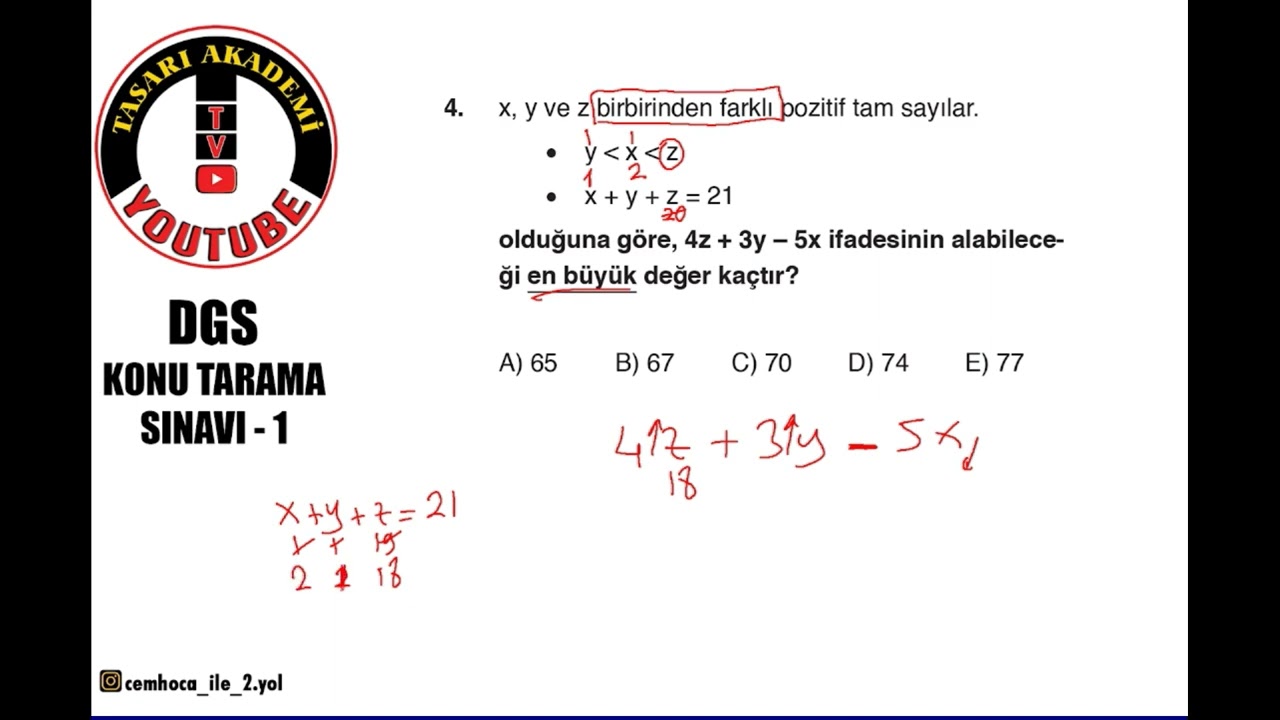 DGS-KONU TARAMA 1 (MATEMATİK ÇÖZÜMLERİ)