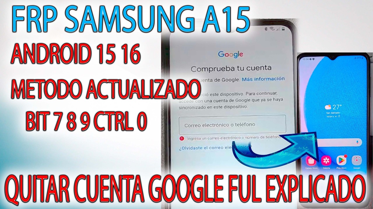 FRP BYPASS SAMSUNG A15 BIT 7 8 9 QUITAR CUENTA GOOGLE METODO ACTUALIZADO A156 A155 MTK ANDROID 15 16