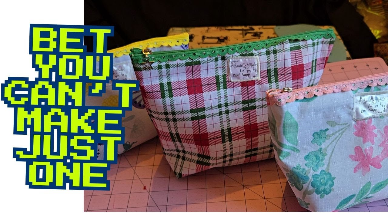 POUCH WITH LACE ZIPPER MADE WITH DOLLAR TREE PLACEMAT.