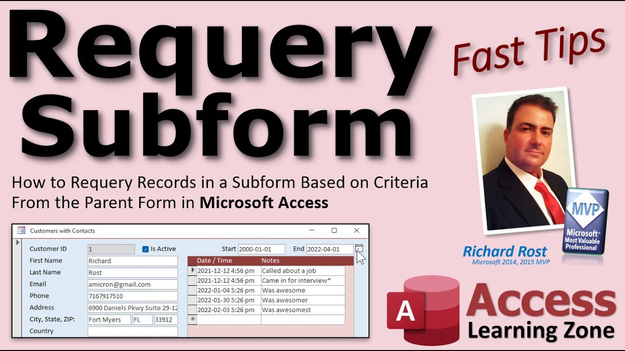 How to Requery Records in a Subform Based on Criteria From the Parent Form in Microsoft Access