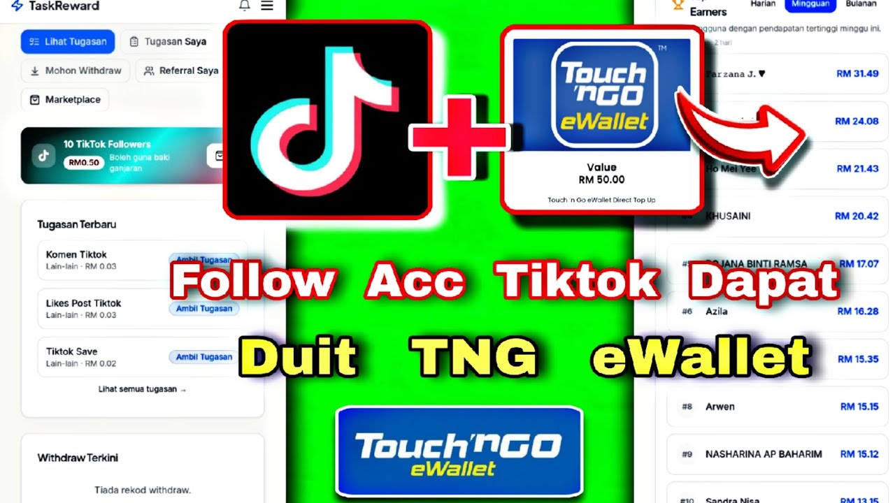 Buat duit dari TIKTOK dapat RM10 tng ewallet (2026) New Apps !!