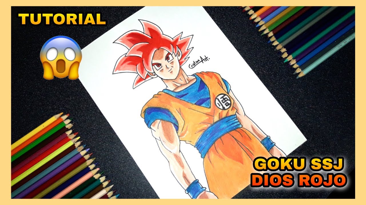 Como dibujar a GOKU DIOS ROJO  | How to draw GOKU Ssj God