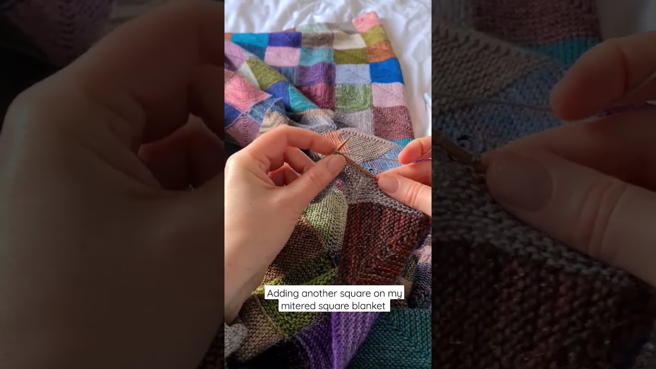 Adding another square on my mitered square blanket