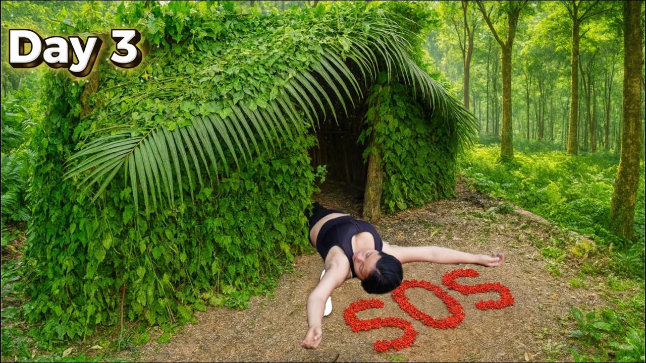 3 DAY solo Survival -NO FOOD,NO SHELTER,catch and cook in the forest