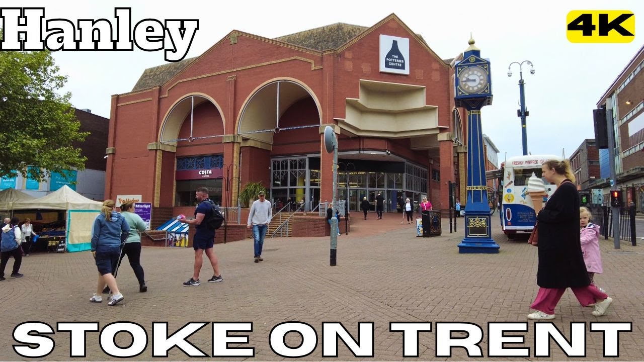 England HANLEY Stoke on Trent TOWN CENTRE Walk Tour UNITED KINGDOM UK 4K