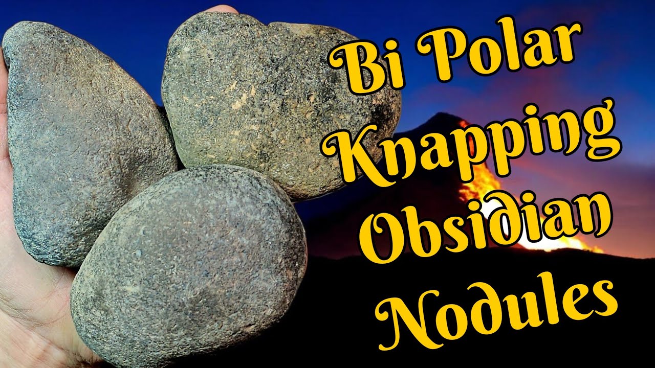 BIpolar Flintknapping Obsidian Nodules Rock To Point.