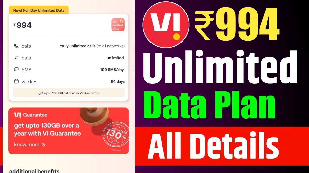 Vi ₹994 New Full Day Unlimited 4G Data Plan All Details 🔥 | Vodafone Idea Recharge New 2025