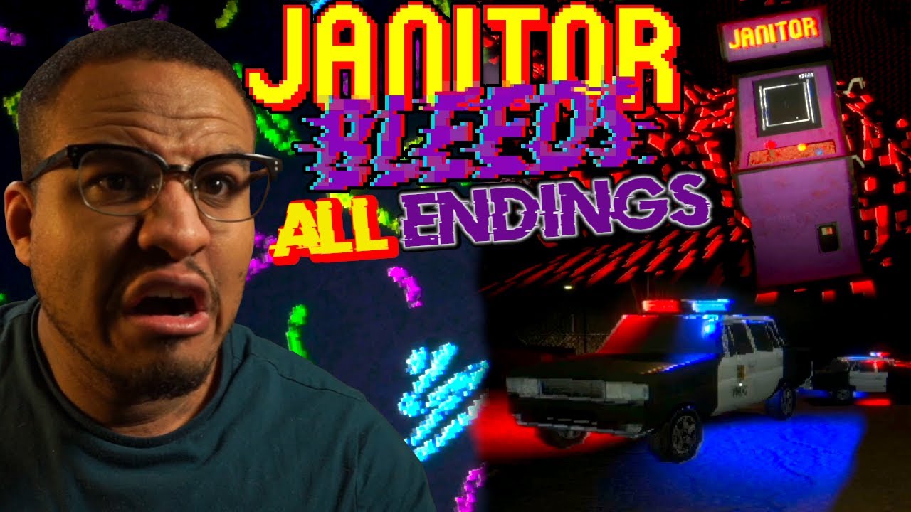 Janitor Bleeds | Evil Arcade Machine Curses Us | ALL ENDINGS | ALL BEARS | FULL GAME | Indie Horror