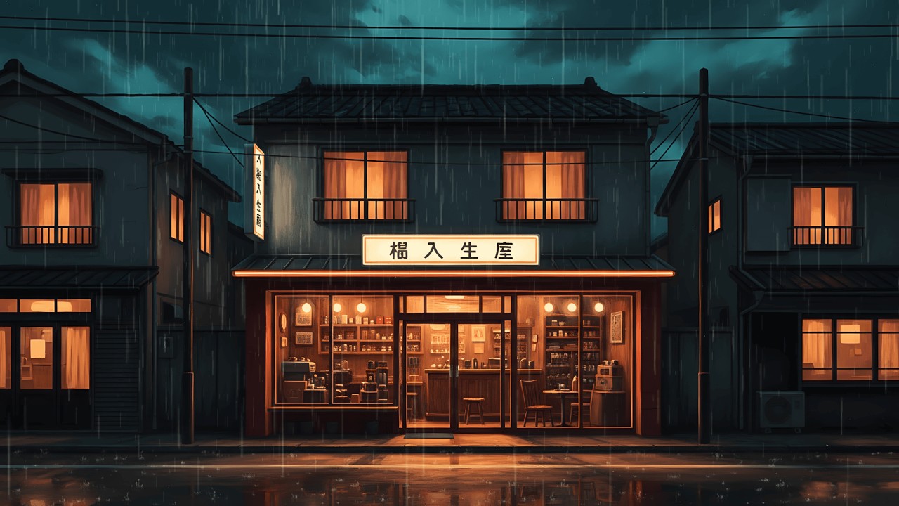 Warm Café Glow on a Rainy Street 🌧️ Lofi Chill