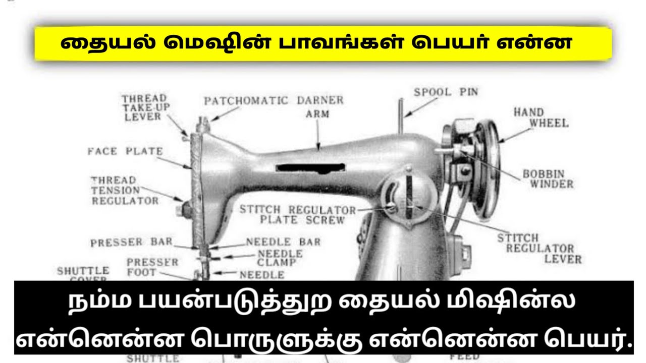 நம்ம பயன்படுத்துற தையல் மிஷின்ல என்னென்ன பொருளுக்கு என்னென்ன பெயர்
