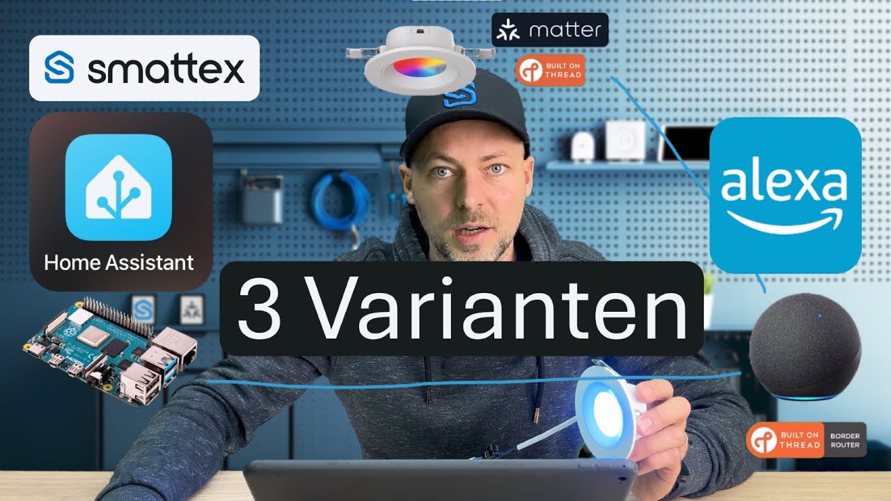 Alexa & Home Assistant ü. Matter koppeln in 3 Varianten Bsp.: Nanoleaf Matter over Thread Deckenspot