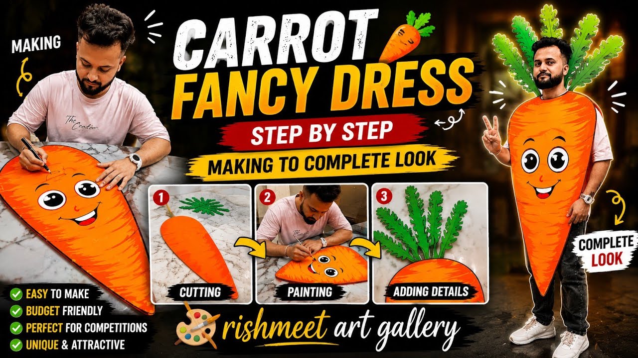 Carrot fancy dress for kids / green day craft / vegetable fancy dress costume