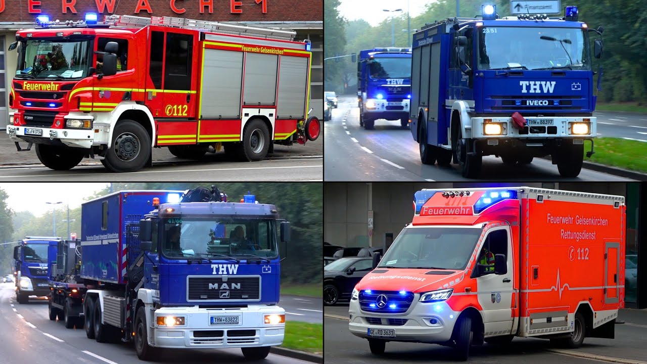 [Neue ELW] FEUERWEHR, THW & MEHR in GELSENKIRCHEN | Viele Einsatzfahrten an der Feuerwache 1 und 2!