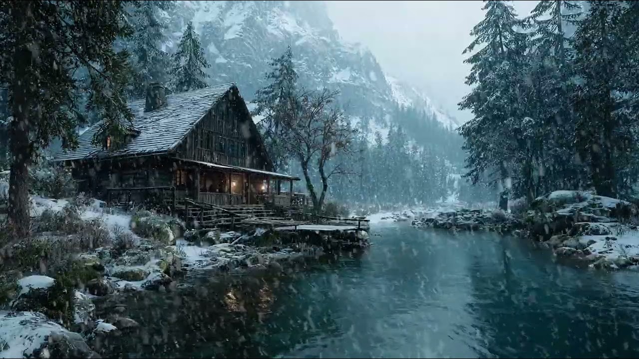 Gentle Snow Drifting Slowly Through a Frozen Winter Night | Soft Wind Ambience for Long Deep Sleep