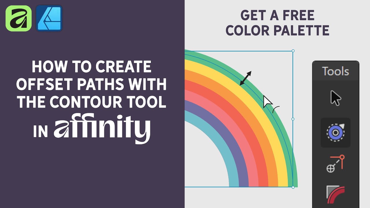 Affinity Designer: How to use the Contour Tool to Create Offset Paths and edges | Affinity Tutorial